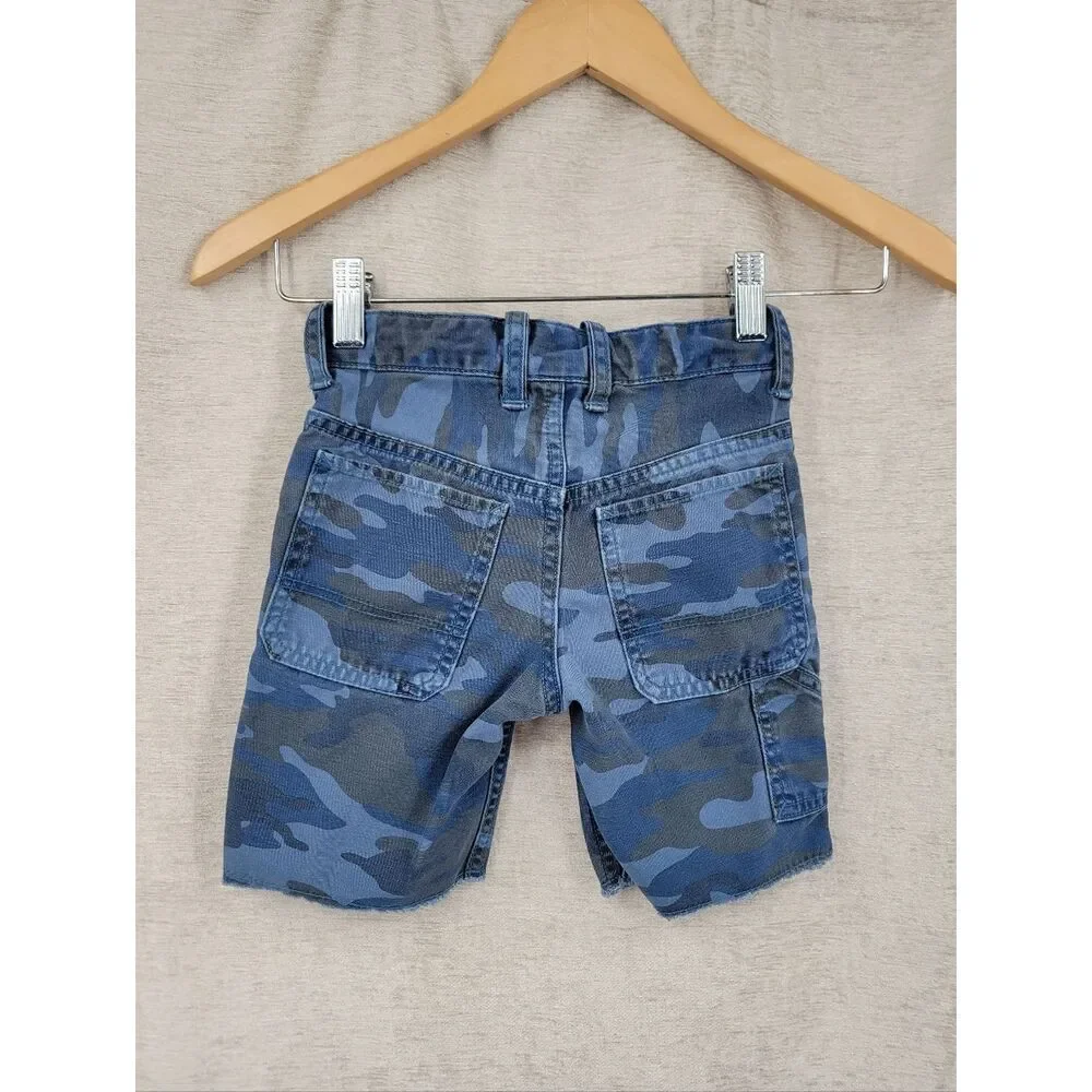 GAP Blue Camo Shorts Utility Distressed Boys Kids Toddler Size 4